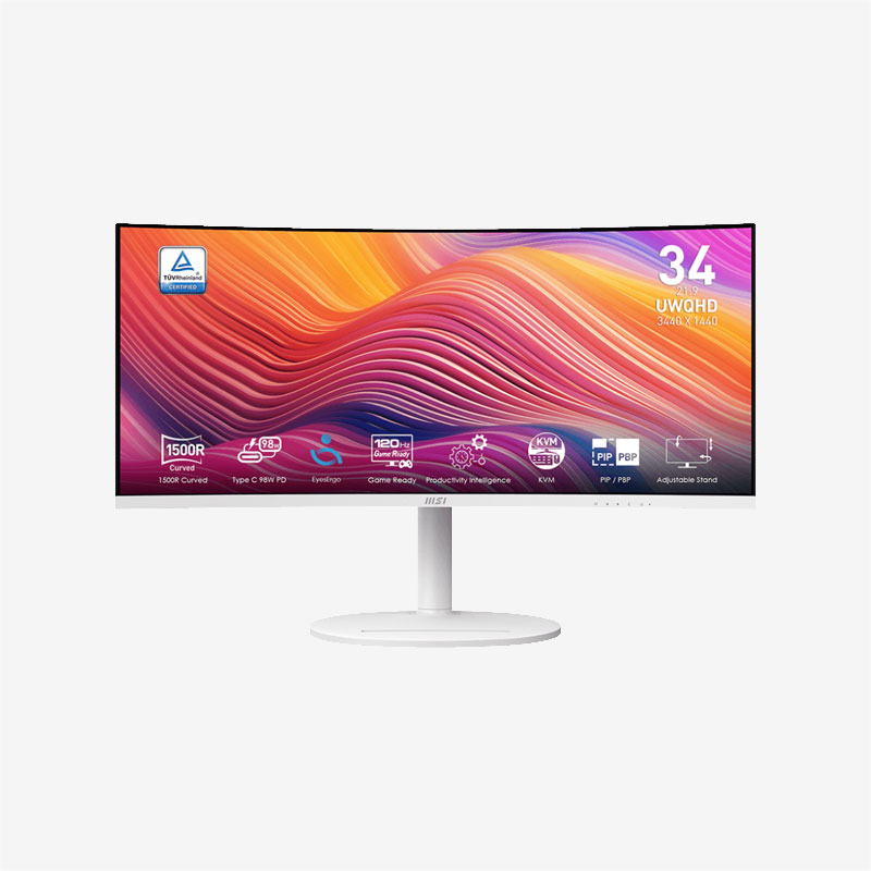 MSI Modern MD342CQPW White Monitor Front