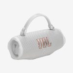 JBL White Charge 6 Portable Bluetooth Speaker Side