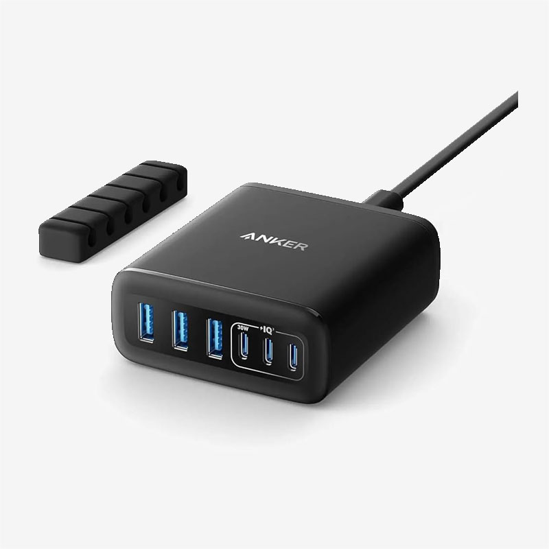 Anker Black USB C Charger 6 Port 112W Desktop Charger