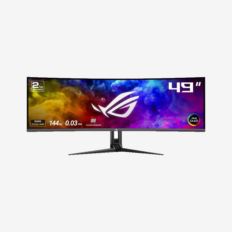 Asus ROG Swift OLED PG49WCD Black Curved Gaming Monitor Front