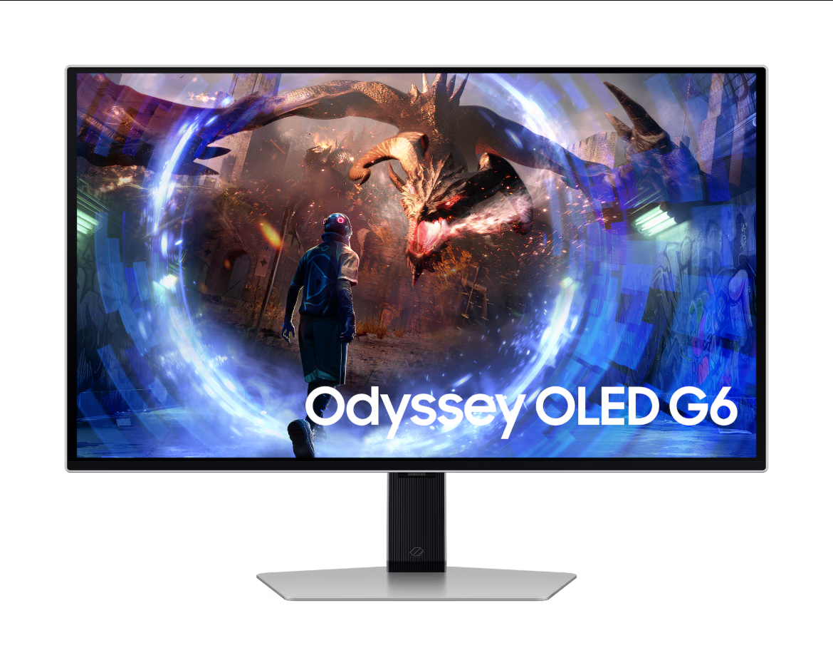 Samsung Odyssey OLED LS27DG602 SMXUE Silver Gaming Monitor Front