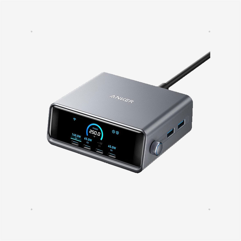 Anker Black Prime Charger 250W 6 Port GaN Charging Station A2345