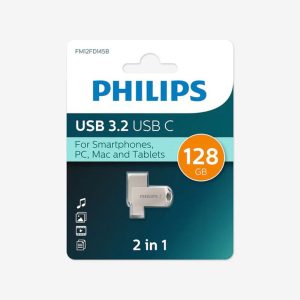 Philips Silver 128GB 2 In 1 Type C Flash Memory