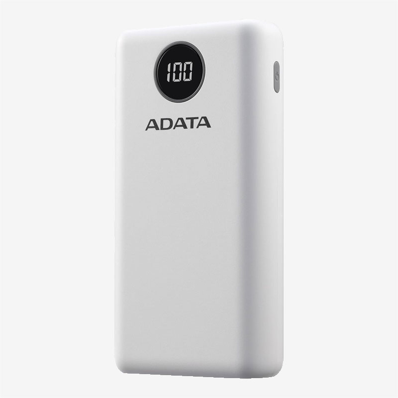Adata White P20000QCD Power Bank Side