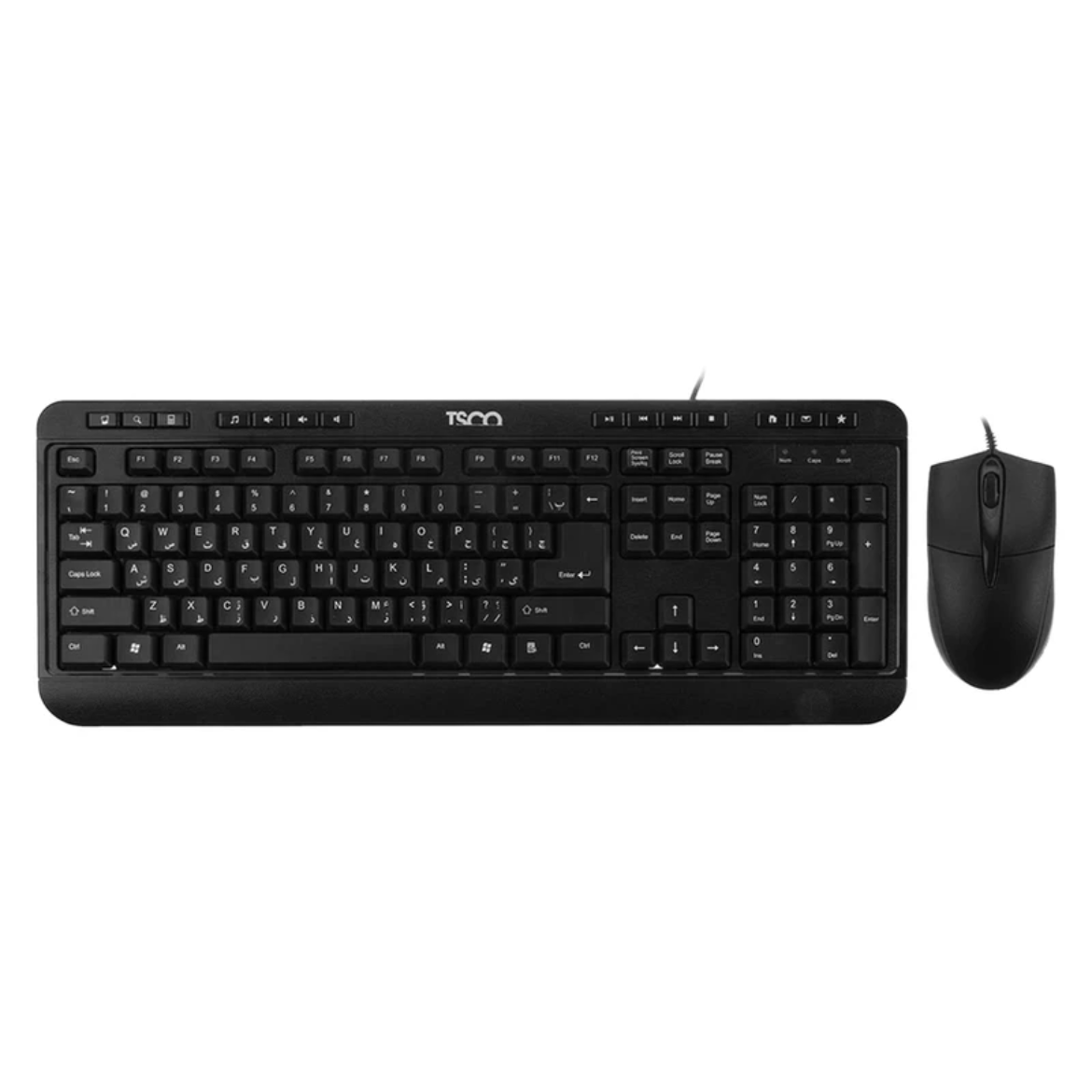 TSCO Black TKM 8052 Wired Keyboard and Mouse