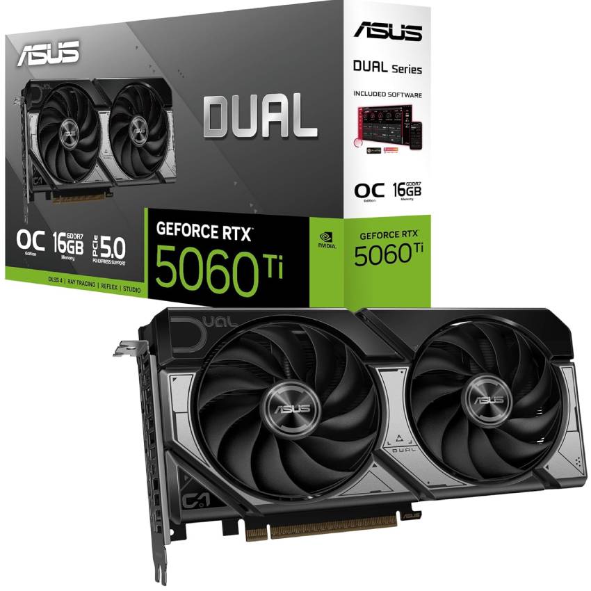Asus Dual GeForce RTX 5060 Ti 16GB GDDR7 OC Edition PC GPU